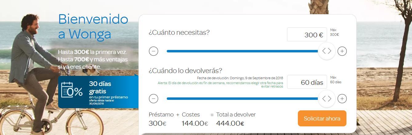 Novedad Wonga : Prestamo a 60 días en una única cuota
